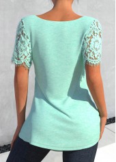Round Neck Lace Mint Green T Shirt