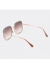 Metal Detail Square Golden Geometric Pattern Sunglasses