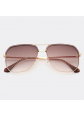 Geometric Pattern Square Golden Metal Detail Sunglasses