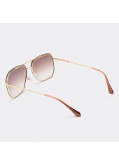 Geometric Pattern Square Golden Metal Detail Sunglasses