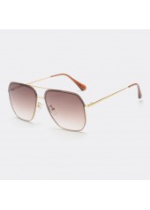 Geometric Pattern Square Golden Metal Detail Sunglasses