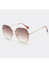 Geometric Pattern Square Golden Metal Detail Sunglasses