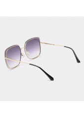 Geometric Pattern Square Black Metal Detail Sunglasses