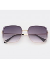 Geometric Pattern Square Black Metal Detail Sunglasses