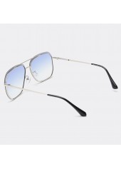 Geometric Pattern Square Silver Metal Detail Sunglasses
