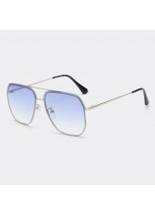 Geometric Pattern Square Silver Metal Detail Sunglasses