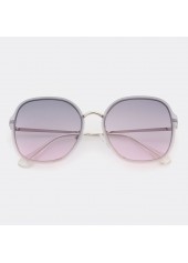 Metal Detail Square Silver Geometric Pattern Sunglasses