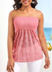 Lace Pink Bandeau Patchwork Tank Top