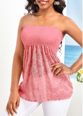 Lace Pink Bandeau Patchwork Tank Top