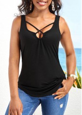 Black Cutout Criss Cross Camisole Top