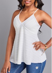 White V Neck Flowy Camisole Top