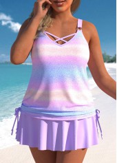 Plus Size Light Purple Ombre Tankini Set