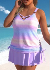 Plus Size Light Purple Ombre Tankini Set