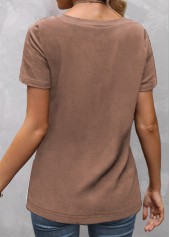 V Neck Pocket Light Camel T Shirt