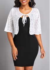 Lace White Scoop Neck Half Sleeve Coat