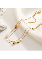 Golden Round Geometric Pattern Alloy Detail Anklet