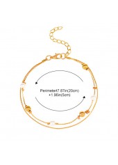 Golden Round Geometric Pattern Alloy Detail Anklet