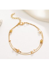 Golden Round Geometric Pattern Alloy Detail Anklet