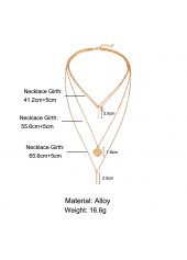 Golden Geometric Pattern Alloy Detail Round Necklace