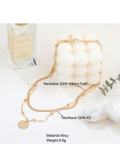 Golden Geometric Pattern Alloy Detail Round Necklace