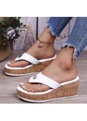 White Toe Post Mid Heel Flip Flops