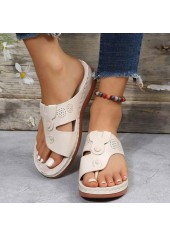 Toe Post Beige Low Heel Flip Flops