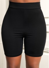 Black Elastic Waist High Waisted Short Leggings