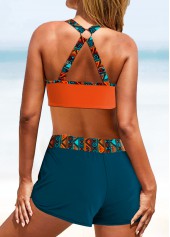 Mid Waisted Tribal Print Circular Ring Bikini Set