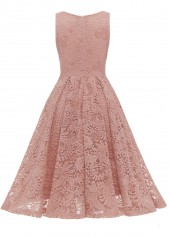 V Neck Lace Dusty Pink Sleeveless Dress