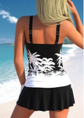 Mid Waisted Tropical Plants Print Tankini Top-No Bottom
