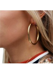 Metal Ring Detail Gold Round Earrings