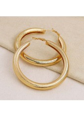 Metal Ring Detail Gold Round Earrings