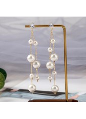 Tassel Detail Silvery White Pearl Design Earrings