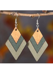 Green Geometric Square Wood Drop Earrings
