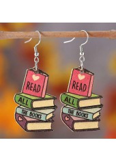 Wood Detail Multi Color Geometric Pattern Earrings