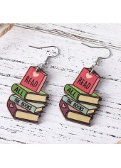 Wood Detail Multi Color Geometric Pattern Earrings