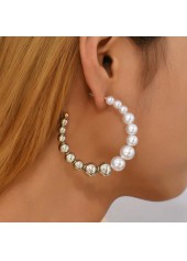 Pearl Design Silvery White Circular Earrings