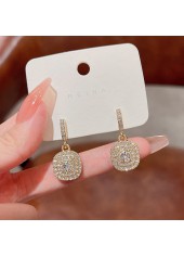 Shinning Circular Gold Rhinestone Design Earrings
