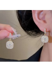 Shinning Circular Gold Rhinestone Design Earrings