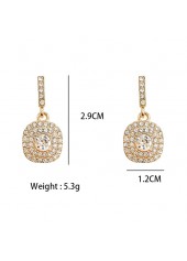 Shinning Circular Gold Rhinestone Design Earrings