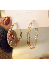 Rhinestone Hollow Design Gold Round Earrings
