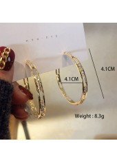 Rhinestone Hollow Design Gold Round Earrings