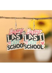 Heart Detail Multi Color Letter Print Earrings