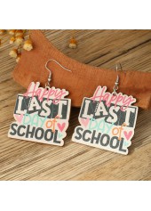 Heart Detail Multi Color Letter Print Earrings