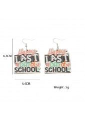 Heart Detail Multi Color Letter Print Earrings