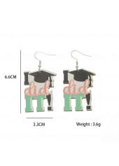 Letter Print Multi Color Wooden Earrings