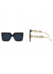 Chain Design Large Frame Oversized Black Sunglasses