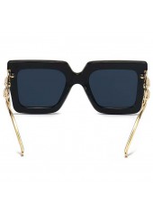 Chain Design Large Frame Oversized Black Sunglasses