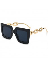 Chain Design Large Frame Oversized Black Sunglasses