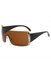 Patchwork Large Frame Oversized Dark Camel Sunglasses